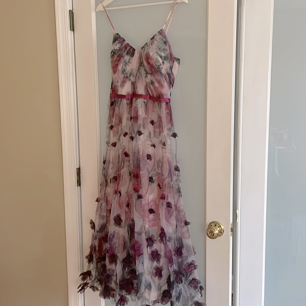 Romantic, ankle length. Worn once. Gorgeous flower appliqués